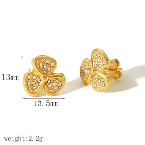 1 Pair Classic Simple Style Flower Shape Stainless Steel  Gold Color Inlay Rhinestone Women's Stud Earrings h5 Picture3